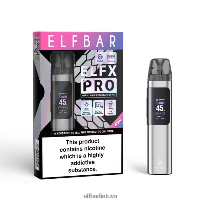 ELFBAR ELFX Pro Atidaryti pod įrenginį Sliveris BV2H2D1 Elf Bar Lietuva