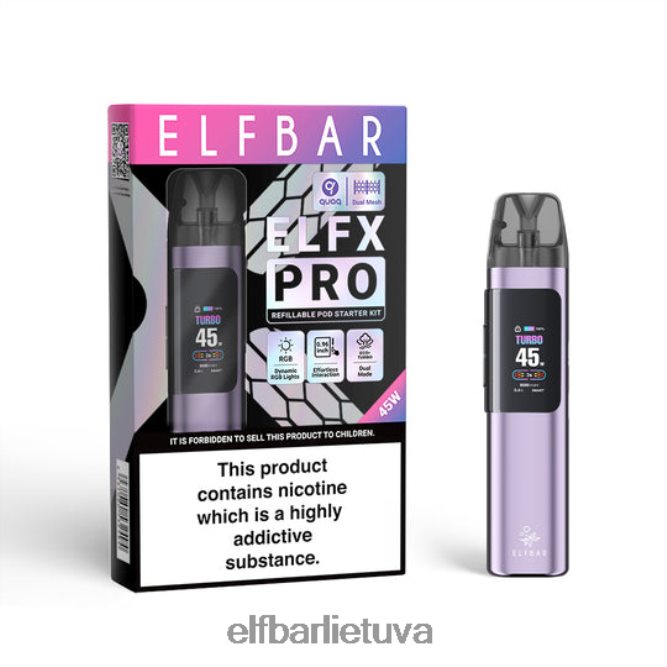 ELFBAR ELFX Pro Atidaryti pod įrenginį purpurinė BV2H2D2 Elf Bar Kaina