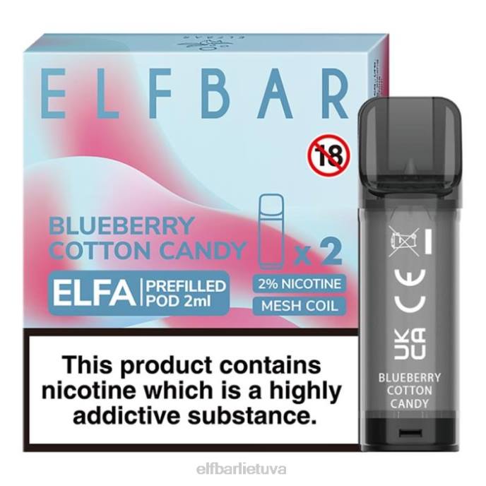 elfbar elfa užpildyta ankštis - 2ml - 20mg (2 pakuotės) 24L2110 citrinų mėtų