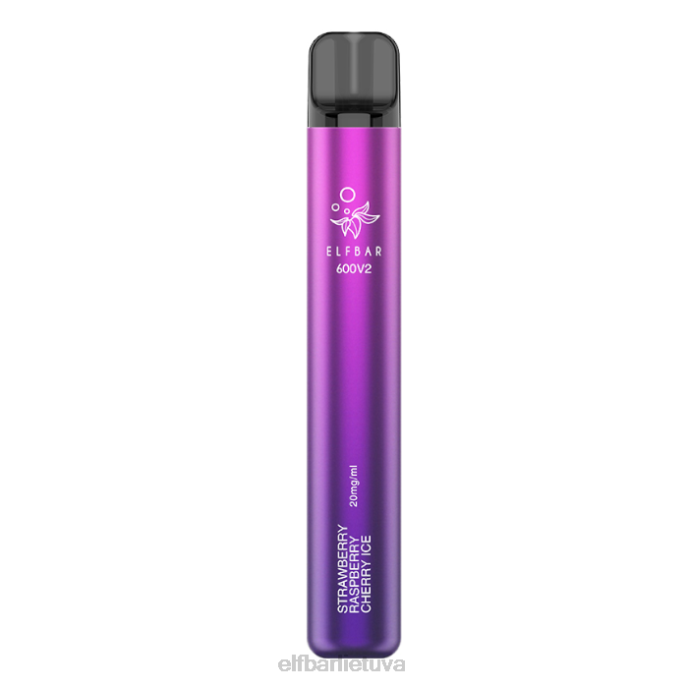 elfbar 600v2 vienkartinis vape - 20mg 24L218 braškių aviečių vyšnių ledas